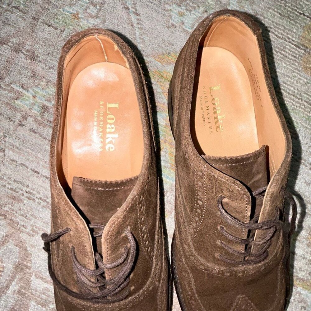Loake suede brown Oxford dress shoes sz 7 - Picture 2 of 5